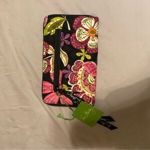 Vera Bradley Black and Pink Floral Zip Wallet